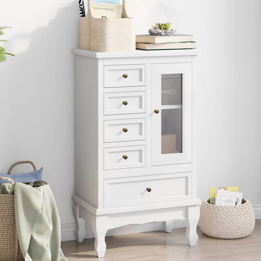 vidaXL Cabinet with 5 Drawers 2 Compartments White