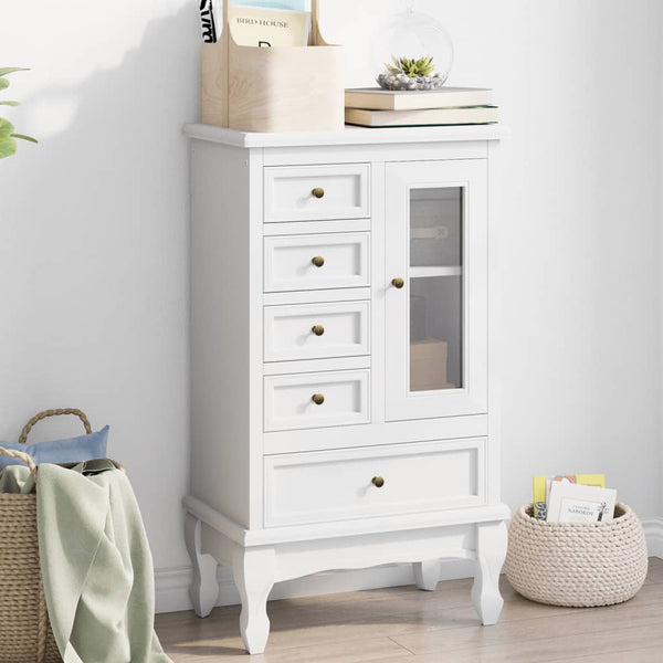 vidaXL Cabinet with 5 Drawers 2 Compartments White
