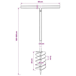 Earth auger with handle 150 mm extension tube 5 m