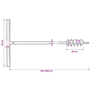 Earth auger with handle 80 mm extension pipe 13 m