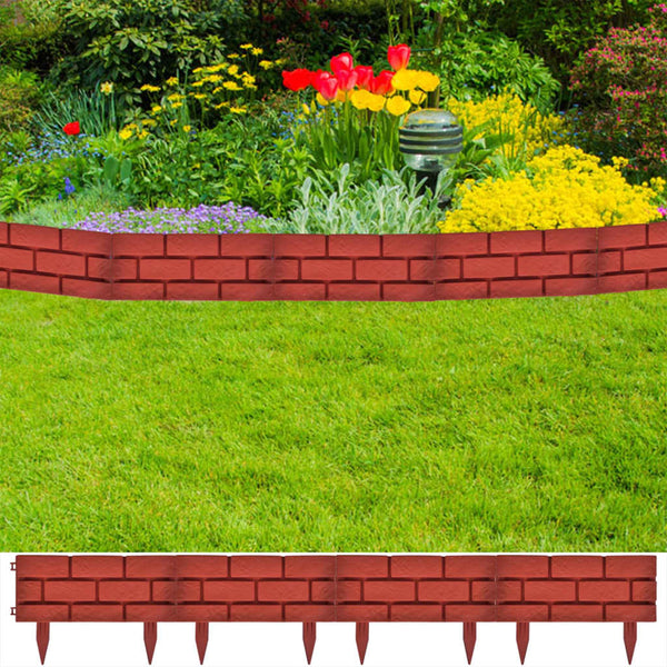 vidaXL Lawn Edging 11 Pcs. Brick Design