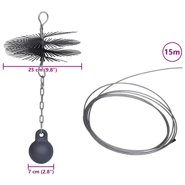 Round chimney cleaning brush diameter 25 cm