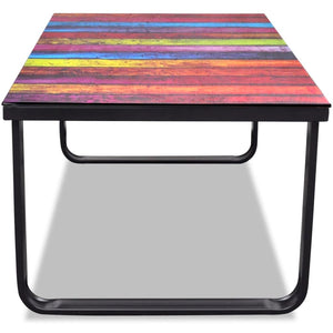 vidaXL Coffee Table with Glass Top Rainbow Print