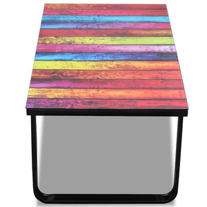vidaXL Coffee Table with Glass Top Rainbow Print