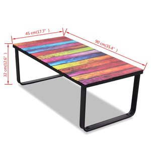 vidaXL Coffee Table with Glass Top Rainbow Print