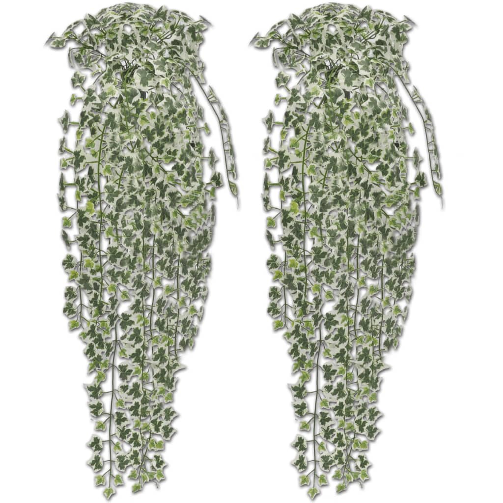 Artificial Ivy Green-White 90 cm 2 Pieces