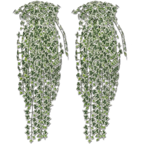 Artificial Ivy Green-White 90 cm 2 Pieces