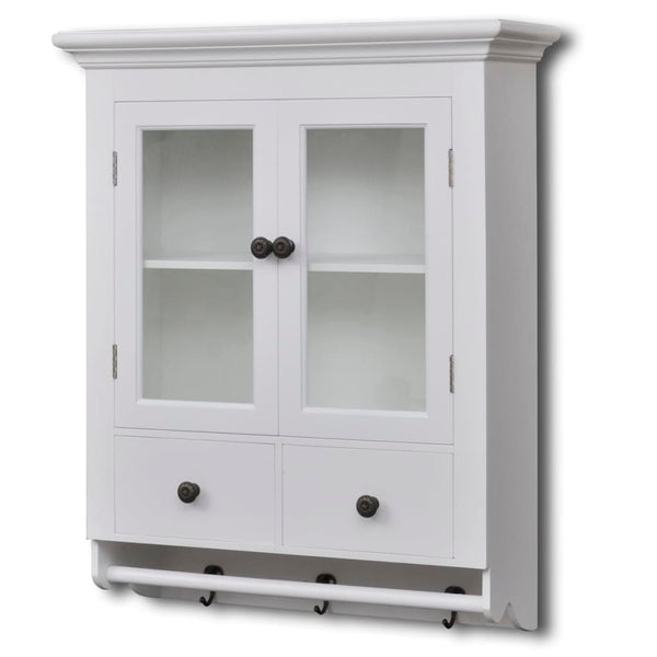 vidaXL Wall-Mounted Kitchen Cabinet with Glass Door Wood White