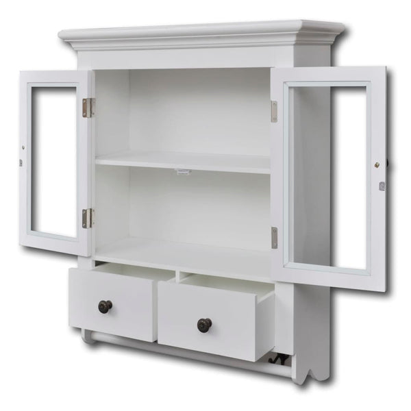 vidaXL Wall-Mounted Kitchen Cabinet with Glass Door Wood White