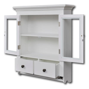 vidaXL Wall-Mounted Kitchen Cabinet with Glass Door Wood White