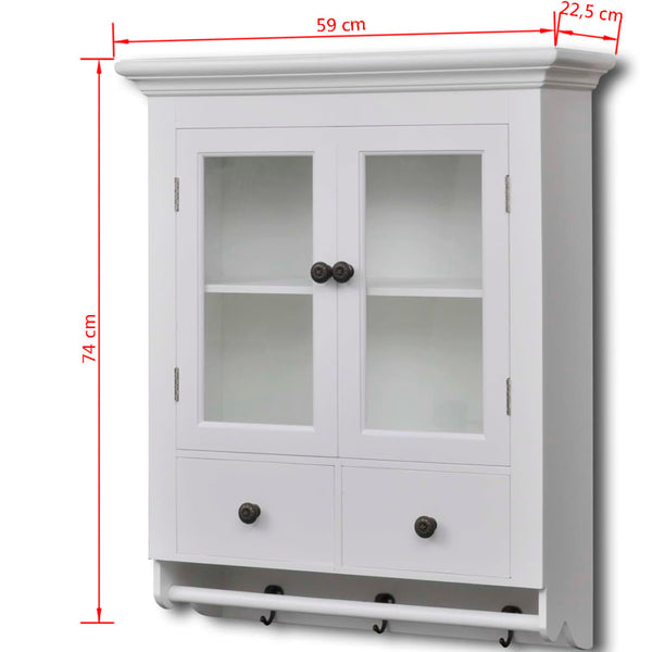 vidaXL Wall-Mounted Kitchen Cabinet with Glass Door Wood White
