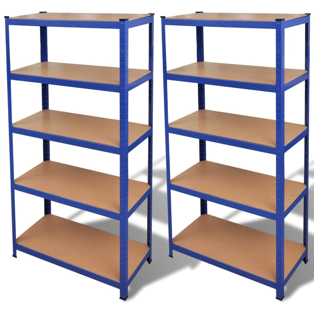 2 x Storage Shelf Shelving Unit Metal Shelf Cellar Shelf Blue