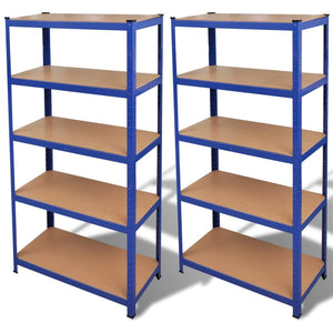 2 x Storage Shelf Shelving Unit Metal Shelf Cellar Shelf Blue