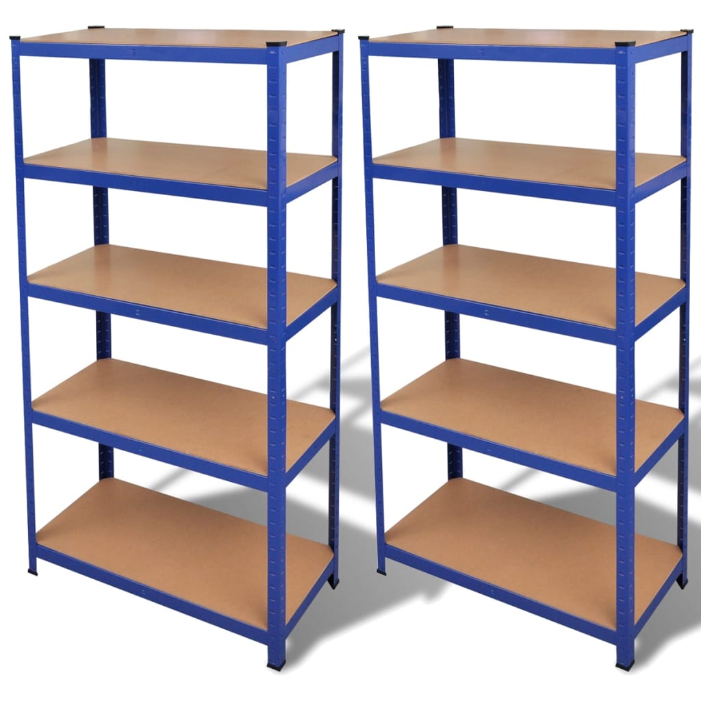 2 x Storage Shelf Shelving Unit Metal Shelf Cellar Shelf Blue