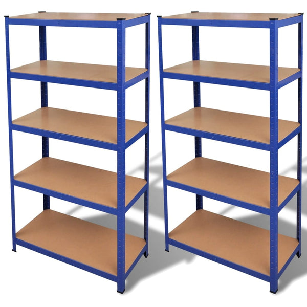 2 x Storage Shelf Shelving Unit Metal Shelf Cellar Shelf Blue