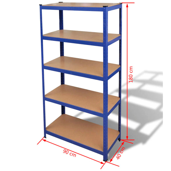 2 x Storage Shelf Shelving Unit Metal Shelf Cellar Shelf Blue