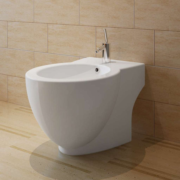 vidaXL Toilet and Bidet Set White Ceramic