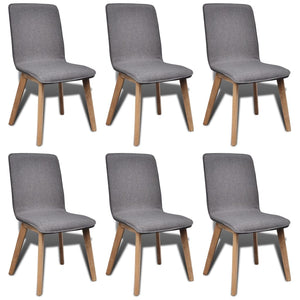 vidaXL Dining Chairs 6 pcs Light Grey Fabric and Solid Oak Wood