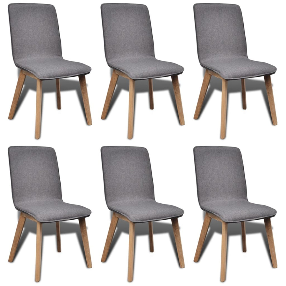 vidaXL Dining Chairs 6 pcs Light Grey Fabric and Solid Oak Wood