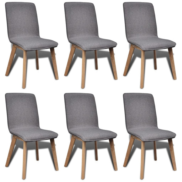 vidaXL Dining Chairs 6 pcs Light Grey Fabric and Solid Oak Wood
