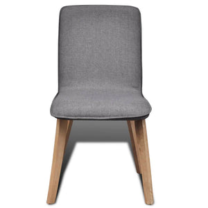 vidaXL Dining Chairs 6 pcs Light Grey Fabric and Solid Oak Wood