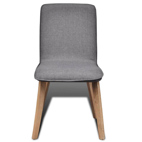 vidaXL Dining Chairs 6 pcs Light Grey Fabric and Solid Oak Wood