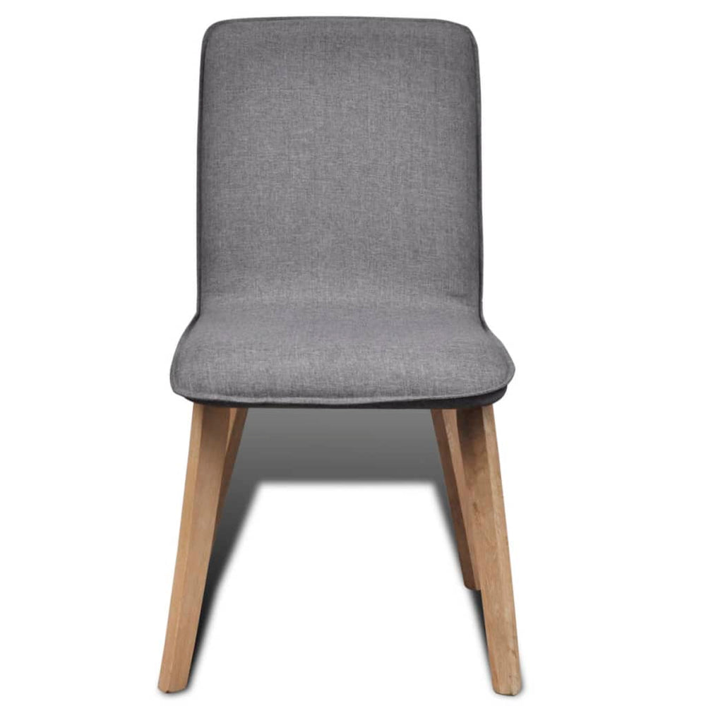 vidaXL Dining Chairs 6 pcs Light Grey Fabric and Solid Oak Wood