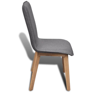 vidaXL Dining Chairs 6 pcs Light Grey Fabric and Solid Oak Wood