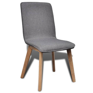 vidaXL Dining Chairs 6 pcs Light Grey Fabric and Solid Oak Wood