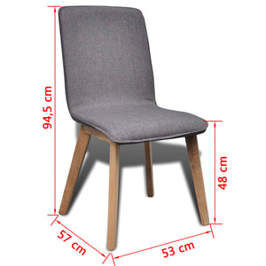 vidaXL Dining Chairs 6 pcs Light Grey Fabric and Solid Oak Wood
