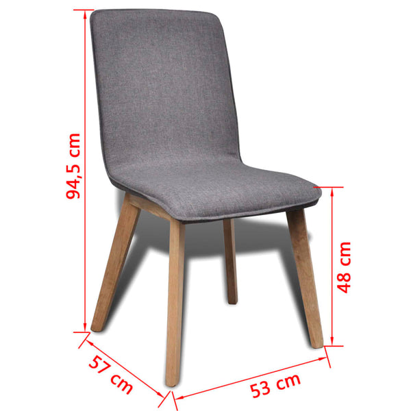 vidaXL Dining Chairs 6 pcs Light Grey Fabric and Solid Oak Wood