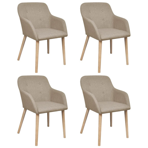 vidaXL Dining Chairs 4 pcs Beige Fabric and Solid Oak Wood