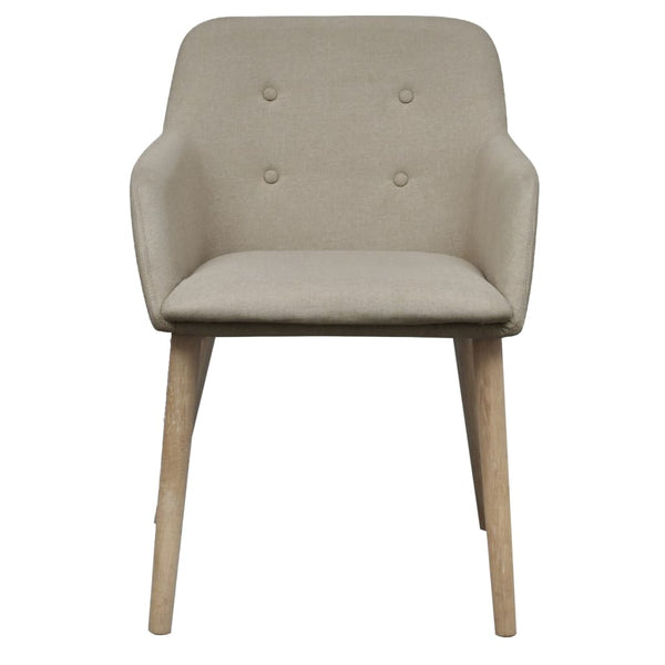 vidaXL Dining Chairs 4 pcs Beige Fabric and Solid Oak Wood