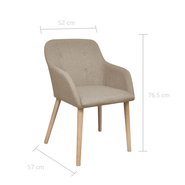 vidaXL Dining Chairs 4 pcs Beige Fabric and Solid Oak Wood
