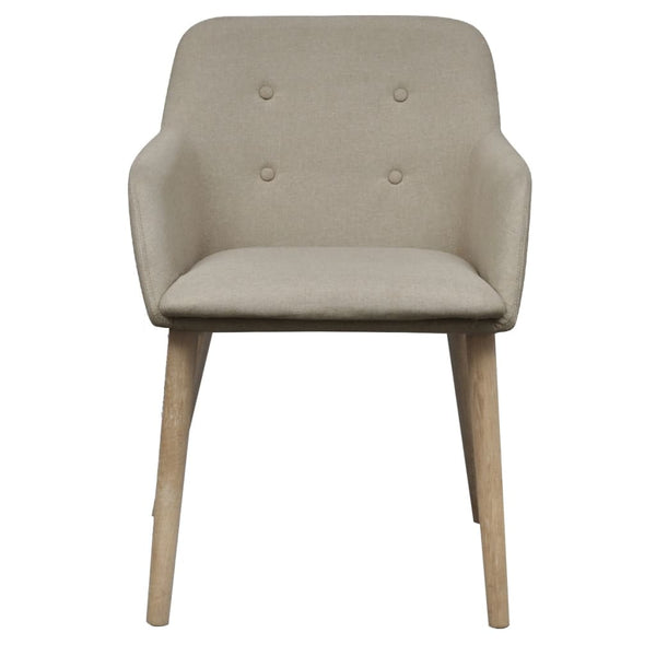 vidaXL Dining Chairs 6 pcs Beige Fabric and Solid Oak Wood