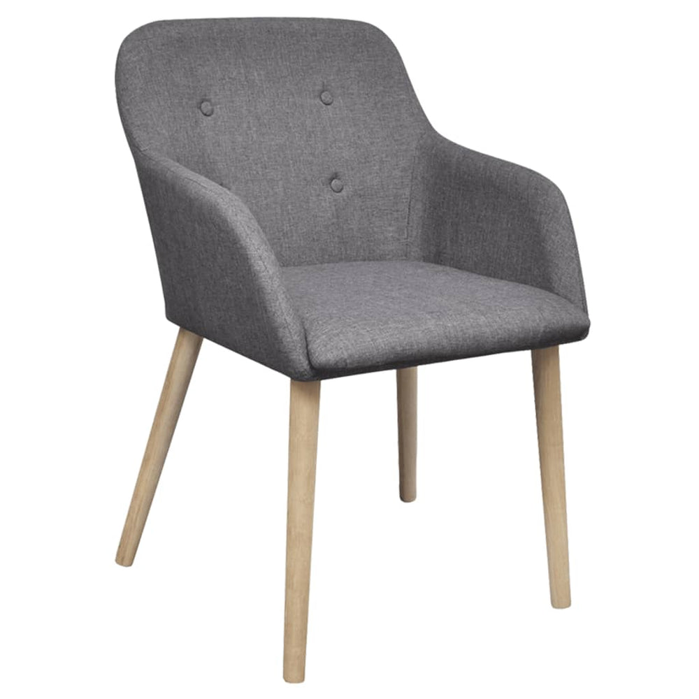 vidaXL Dining Chairs 4 pcs Light Grey Fabric and Solid Oak Wood