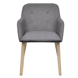 vidaXL Dining Chairs 4 pcs Light Grey Fabric and Solid Oak Wood