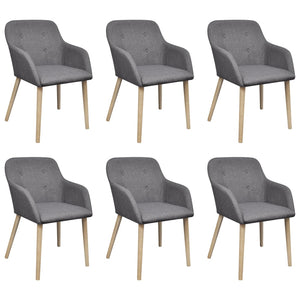 vidaXL Dining Chairs 6 pcs Light Grey Fabric and Solid Oak Wood