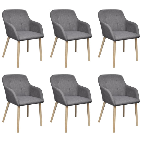vidaXL Dining Chairs 6 pcs Light Grey Fabric and Solid Oak Wood