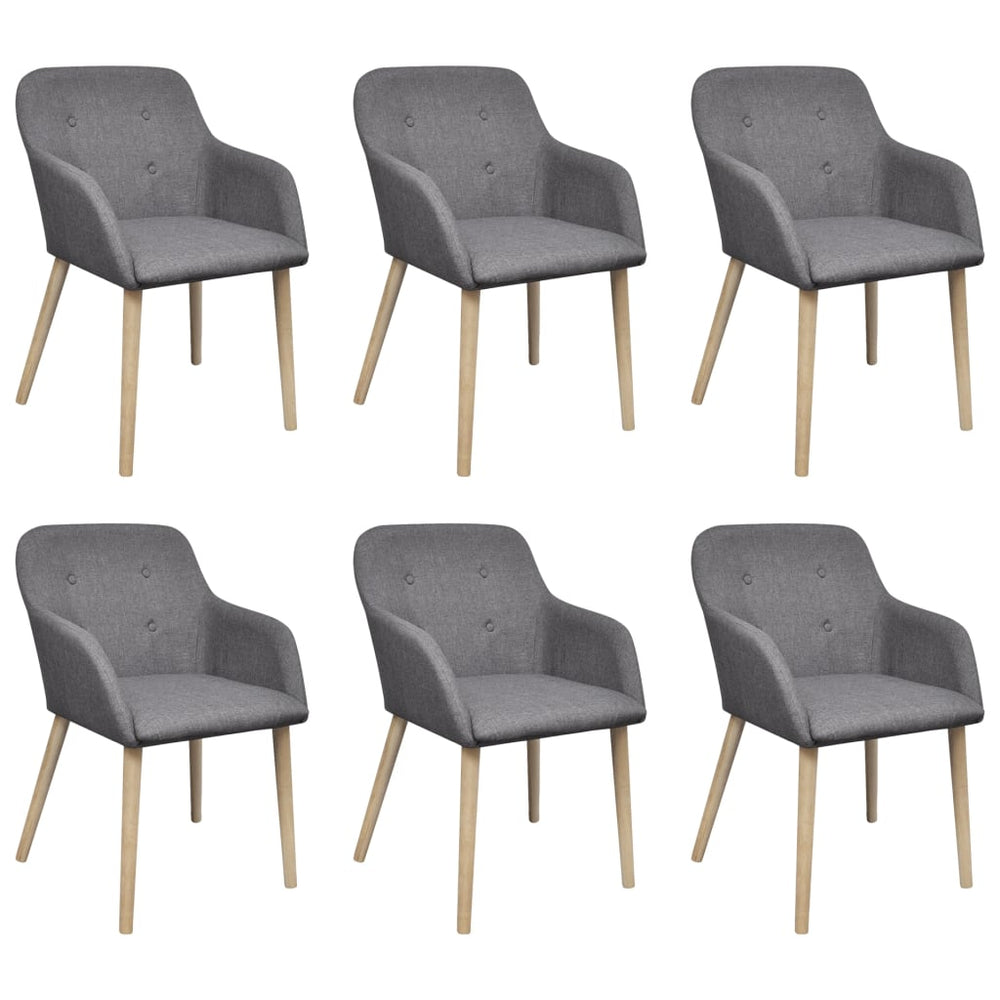 vidaXL Dining Chairs 6 pcs Light Grey Fabric and Solid Oak Wood