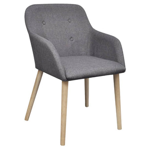 vidaXL Dining Chairs 6 pcs Light Grey Fabric and Solid Oak Wood