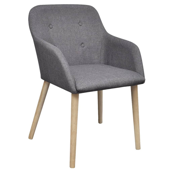 vidaXL Dining Chairs 6 pcs Light Grey Fabric and Solid Oak Wood