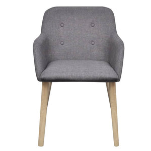 vidaXL Dining Chairs 6 pcs Light Grey Fabric and Solid Oak Wood