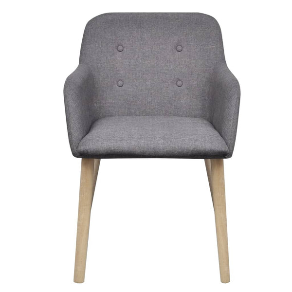 vidaXL Dining Chairs 6 pcs Light Grey Fabric and Solid Oak Wood