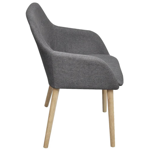 vidaXL Dining Chairs 6 pcs Light Grey Fabric and Solid Oak Wood