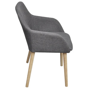 vidaXL Dining Chairs 6 pcs Light Grey Fabric and Solid Oak Wood
