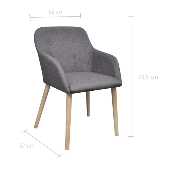 vidaXL Dining Chairs 6 pcs Light Grey Fabric and Solid Oak Wood