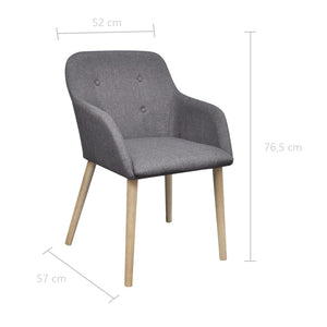 vidaXL Dining Chairs 6 pcs Light Grey Fabric and Solid Oak Wood