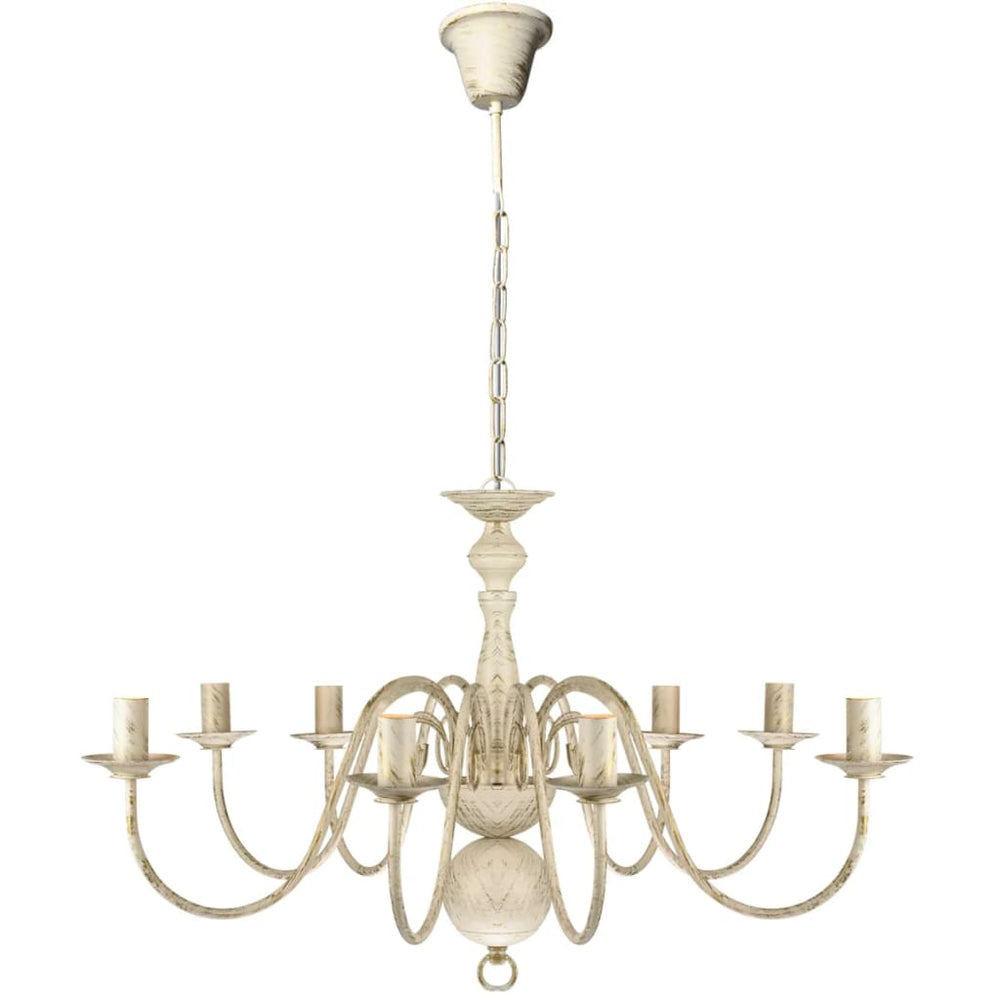 Metal Chandelier White Antique 8 x E14 Bulbs