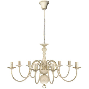 Metal Chandelier White Antique 8 x E14 Bulbs